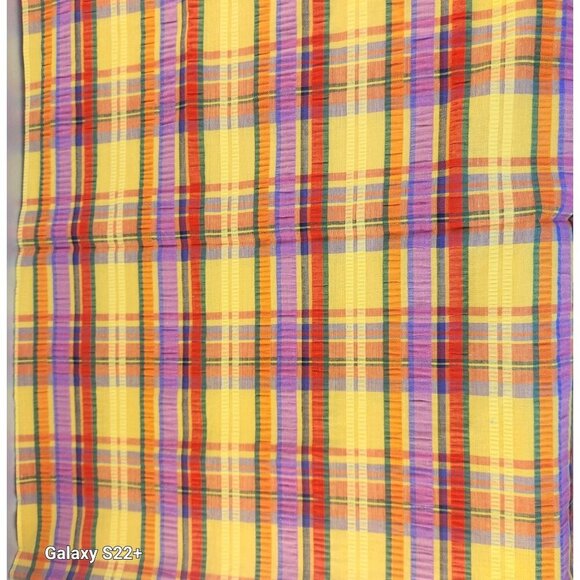 Multi-Color Plaid Searsucker Fabric for Sewing & Crafts 1970's Cotton Blend 2.75 - Picture 1 of 5
